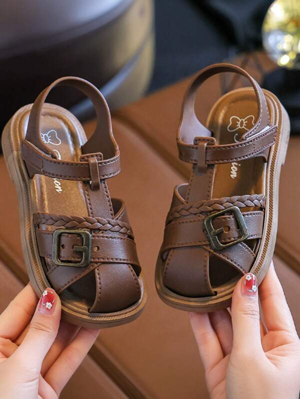 1 Pair Korean Style Fashion Kids Hook And Loop Soft Bottom Anti-Slip Sandals