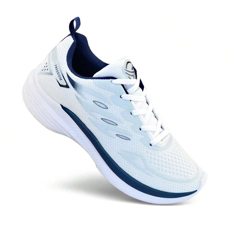 Men's Sports Tennis Shoes Running Training Walking Work Light Comfortable Cheap - 白色-海軍藍 - 查看 1