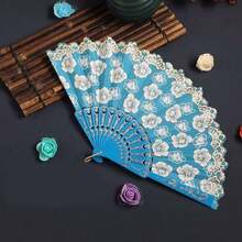 1pc New Chinese Vintage Black Lace Folding Fan Cheongsam Fan Tasseled Old-Fashioned Style - Plum Blossom Fan - View 13
