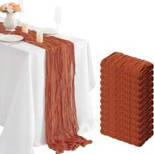 12 件装浅粉色婚礼派对装饰中心桌布 Chemin Table Rose 10 英尺纱布桌布波西米亚风薄纱桌布长款纱布桌布，适用于婚礼派对、新娘送礼会、感恩节和圣诞节