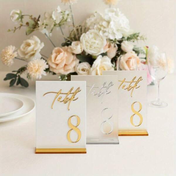 10pcs Acrylic 3D Wedding Table Number Plates, Tabletop Seat Numbers 12*18CM (With Stands) Summer Birthday Gifts Beach Back To School School Supplies Room Decor