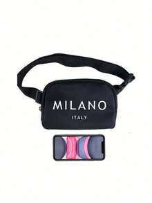 1pc Milano Italy Pattern Mini Crossbody Bag, Adjustable Strap Italia Print Waist Pack, Nylon Small Sports And Fitness Waterproof Storage Multi Functional Cross Body Chest Pouch Bag - Multicolor - View 8