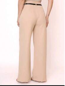 Women's Tailored Dress Pants With Belt - 米色 - 查看 4