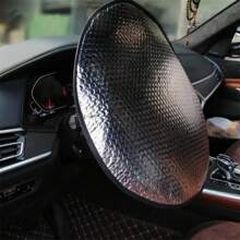 1 pieza Cubierta de volante de coche de verano de aluminio, protección de calor y anti quemaduras, cubierta plegable de película de aluminio, cubierta parasol, cubierta anti suciedad del volante del coche, cubierta del mango del coche, cubierta de volante de coche de película