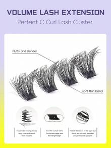 192/216 piezas Extensiones de pestañas individuales en racimos estilo C rizado largo, mezcla de bandeja, extensiones de pestañas de imitación de visón, extensiones de racimos de pestañas, racimos de pestañas, pestañas individuales, pestañas, pestañas postizas - Multicolor - Ver 5