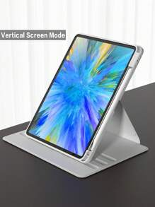 Rotating Case Compatible With IPad 5th/6th/7th/8th/9th/10th/11th Gen, Mini 6th/7th Gen, Air 1st/2nd/3rd/4th/5th/11-In.(M2)/11-In.(M3)/13-In.(M2)/13-In.(M3) Gen, Pro 12.9-In. (3rd/4th/5th/6th Generation) With Built-In Apple Pencil Holder, 360 Degree Rotation Protective Stand Cover Clear Back, Auto Wake/Sleep-Grey