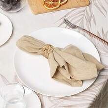 2-12 piezas Aros de servilleta tejidos a mano de paja natural, aptos para bodas, cenas, recepciones, reuniones familiares y decoración de mesa - Verde Oliva - Ver 3