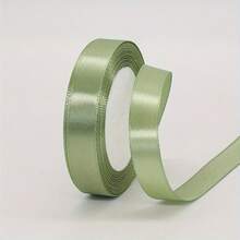 1 条鼠尾草绿色缎带，多种尺寸可选：1cm/1.5cm/2cm/2.5cm/4cm/5cm，丝绸般缎带，莫兰迪色，手工丝带，用于婚礼花束包装，防褪色，防静电，DIY 发饰材料