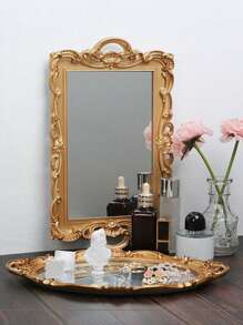 1 pieza Bandeja decorativa de estilo vintage desgastado, tipo Ins, bandeja de plástico para postres, bandeja de espejo, bandeja de tocador, bandeja de decoración real, accesorio para bodas, accesorio de fotografía, organizador de joyas, bandeja DIY hecha a mano para velas y perfumes, bandeja de exhibición de floristería, decoración del hogar (pintura desgastada, efecto de graffiti aleatorio) para organizador de almacenamiento de mujeres, artículos esenciales de viaje, regreso a la escuela, almacenamiento de dormitorio, decoración de otoño