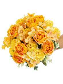 1PC Romantic Artificial Peonies Ball Chrysanthemums Flowers Fake Plants Plastic Centerpieces Bride Holding Bouquet For Spring Autumn Wedding Vase Arrangement For Mother's Day/Father's Day/Festival Birthday/Party Accessories/Wedding/Room/Home/Kitchen/Bedroom/Living Room/Table Decoration/Bride's Bouquet/Outdoor Garden Decorations