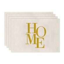 1 pièce/4 pièces/6 pièces Sets de table décoratifs pour tous les jours, sets de table en lin avec lettres, diamants et rayures jaunes, résistants à la saleté, convient pour la maison, la salle à manger et les restaurants, décoration de table, articles ménagers