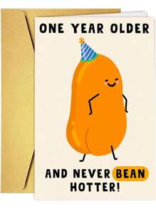 1Pc Fun Birthday Card For Her Him - One Year Older And Never Bean Hotter – Gifts For Women, Men, Friends, Besties, BFF, Colleagues, Coworkers, Girlfriend, Boyfriend - Witty Pun, School Supplies,Back To School