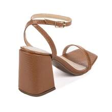 Jjojo Comfortable Isis Women's Sandal, Medium Thick Heel 9cm - màu nâu - Xem 3