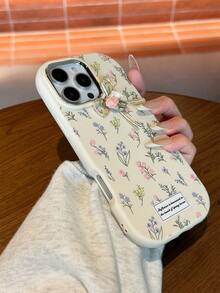 1 pieza Funda de teléfono con lazo floral DIY, compatible con iPhone 16 Pro MAX/15 Plus/14/13/12/11 Series, con características de absorción de impactos, antideslizante, ligera, diseño de moda, funda protectora suave con cojín de aire de alta calidad, unisex, regalo perfecto para ti, novia, mejor amiga, familia, resistente al agua, anti-caída, anti-arañazos - Concha + Arco - Ver 5