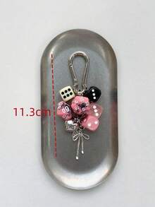 1 件男女通用手工幸运骰子钥匙扣个性化亚文化 Y2K 配饰撞色包饰蝴蝶结情人节 - 彩色 - 查看 6