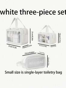 1/3pcs Double Layer PVC Toiletry Bag, Multi-Compartment Travel Storage Pouch, Large Capacity Makeup Bag, Minimalist Hand Carry Cosmetic Organizer Suitable For Bathroom, Beach, School, Holiday, Mother's Day, Teacher Gift