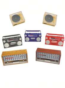 1pc 1:12 Scale Miniature Dollhouse Radio Accessory With Vinyl Record Player Decor, Retro Cassette Player Miniaturized, Detailed & Realistic Music Player Decorative Piece - Perfect Gift For Collectors, Music Lovers, And Miniature Living Room Furniture Enthusiasts!