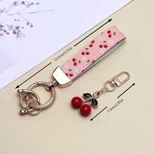 [1pc Fashion Car Key Chain] 1pc Fashion Painted Wrist Strap Key Chain, Classic PU Leather Keychain With Elegant Pendant, Fashionable Car Keyring Keychain Unisex (With Screwdriver Included) - Multicolor - View 2