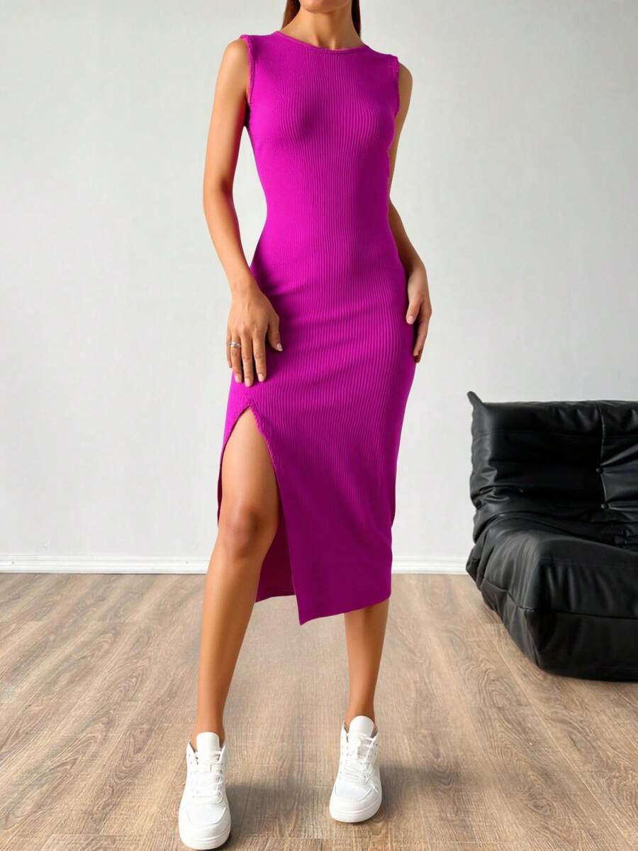 Women Midi Dresses - Purple - View 1