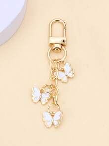 1 Pc Women Fashionable Alloy Butterfly Keychain Elegant Ornate Butterfly Pendant Bag Charm Y2K - White - View 2