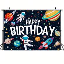 1 pièce, Décoration d'anniversaire thème astronaute et navette spatiale - Grande bannière de fond pour anniversaire sur le thème de l'espace - Pour les fêtes d'anniversaire sur le thème du système solaire pour hommes - Convient aux adultes - Parfaite pour les fêtes d'anniversaire - Cadeau idéal pour les passionnés d'espace