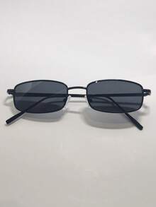 POLASUP 2 piezas Gafas de moda de metal cuadradas mini vintage, gafas de moda para el verano, estilo punk vintage rojo y negro de la era Y2K para fotografía callejera - Marco negro/lente gris + marco dorado/lente gris - Ver 2