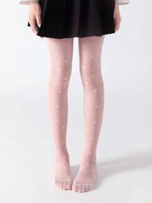 1 peça de leggings para meninas, calças infantis, leggings para bebês, rosa, cor sólida, calças de dança infantil, leggings de malha transparente com estampa de coração de desenho animado, tecido fino jacquard, meia-calça longa de alta elasticidade, meias de malha, meias de dança, adequadas para uso diário, calças de dança fofas estilo acadêmico, calças compridas regulares para todas as estações para estudantes, ideais para reuniões diárias, combinando com saias, shorts, sapatos, calças de volta às aulas, estudante, novo semestre, sala de aula