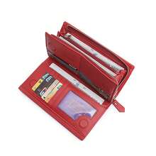 High Cow Leather Women Soft-Sided Wallets Women's Long Leather Money Clutch Portable Travel Passport Storage Purse With ID Window Simple Fashion Business Coin Purse Anniversary Valentine's Day Birthday Women Ladies Gift Business Top Layer Leather Women Wallet Card Holder Christmas Birthday Anniversary Gift - Multicolor - View 4