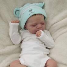 Muñeca bebé renacida de vinilo suave de cuerpo completo de 48 cm y 19 pulgadas con piel pintada en 3D y venas visibles como un bebé recién nacido durmiendo, juguete de baño para regalo de cumpleaños - Muñeca de cuerpo de vinilo - Ver 3
