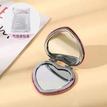 1 Stück personalisierter herzförmiger Kompaktspiegel, mit individuellem Text, Logo oder Foto, tragbarer Make-up Spiegel für Mädchen, tolles Geschenk für Freundin, Mitschüler, Valentinstag, Weihnachten, Geburtstag