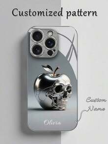 1pc Custom High-Definition Electroplated Glass Phone Case, Apple Pattern Suitable Compatible With Apple 16 Pro Max/15/14 Plus/13 Pro/12 Pro Max/11/XsMax/8/7/6Plus And S24 Ultra/S25 Ultra. , Fashionable, Colorful, Cute, Fun, Minimalist, Matching Phone Case, Customized, Personalized, Unique, Ideal Gift For Boyfriend - 彩色 - 查看 4