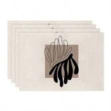 1pc/4pcs/6pcs Daily Use Decorative Placemats, Black And White Geometric Linen Placemats, Dirt-Resistant Placemats, Suitable For Home, Restaurant And Cafe, Dining Table Decor, Home Goods