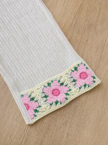 Girls Bubble Chiffon Patchwork Vintage Embroidered Trim Camisole Top & Bubble Chiffon Patchwork Vintage Embroidered Trim Pants - Apricot - View 9