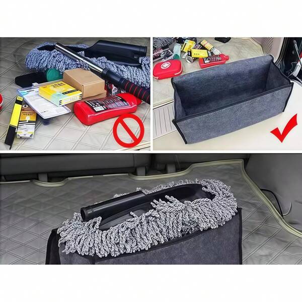 1PC/2pcs Dark Gray Car Felt Storage Box Car Storage Bag Enlarged And Thickened Soft Felt Storage Box Household Storage Box Car Storage Box Neat Storage Of Groceries Car Accessories Car Organizer Trunk Organizer