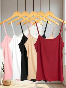 5件套女士加大码纯色可调节肩带吊带背心