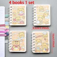 4 Notes 1 Set Creative Cute Rollover Coil Book Student Cartoon A7 Small Book Mini Pocket Notepad Each Book 80 Lines Inside 4 Copies - Multicolor - View 15