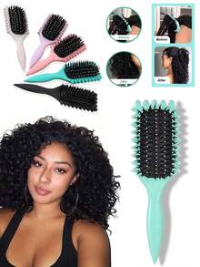 卷发梳，气垫防毛躁梳，抚平毛躁，增强卷发清晰度，不再飞散，非常适合卷发，家庭和旅行使用，发刷，梳子，美发工具，理发沙龙美容旅行必备品、返校、旅行度假必备品、女士发饰 - 彩色 - 查看 2