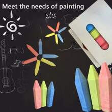 6 paquetes de tiza cuadrada para acera lavable de 3 colores, adecuada como regalo para fiestas, arte al aire libre, pintura, suministros escolares, de vuelta a la escuela