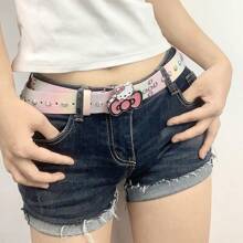 Sanrio Sanrio 1pc Cute KT Cat Sweet Cool Hot Girl Y2k Head Belt Cartoon Subculture Dot Diamond Belt Girl Cowboy Accessory Belt (Style Randomly Sent)