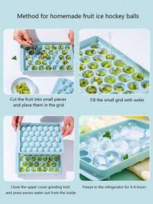 1 pieza Molde para hacer bolas de hielo de 33 cavidades con tapa, bandeja de cubitos de hielo para el refrigerador para congelar bolas para cócteles y bebidas - Multicolor - Ver 3