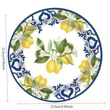 10/20/50 piezas, platos y vasos de papel con diseño de flores azul y blanco y limón - ideal para el Día de San Valentín, Día de la Madre, Día del Padre, graduación y fiestas de cumpleaños - vajilla festiva con patrones florales y de limón, suministros para fiestas con tema de limón, platos de papel de 9" y vasos de papel de 7" con tema de limón y frutas cítricas - Multicolor - Ver 14