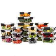 Juego de recipientes de vidrio sellados con tapas fáciles de usar, material resistente al calor para cocina, horno, refrigerador, congelador (juego de 10 recipientes (20 piezas)) - JUEGO 20 RECIPIENTES (40 PZ). - Ver 5