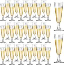 SUREHOME Plastic Champagne Flutes 40 Pack Disposable Champagne Glasses 5.5 Oz Plastic Mimosa Glasses Wedding Cocktail Cups Bulk Engagement Birthday Graduation Decorations 2025 Party Supplies