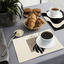 1pc/4pcs/6pcs Daily Use Decorative Placemats, Black And White Geometric Linen Placemats, Dirt-Resistant Placemats, Suitable For Home, Restaurant And Cafe, Dining Table Decor, Home Goods