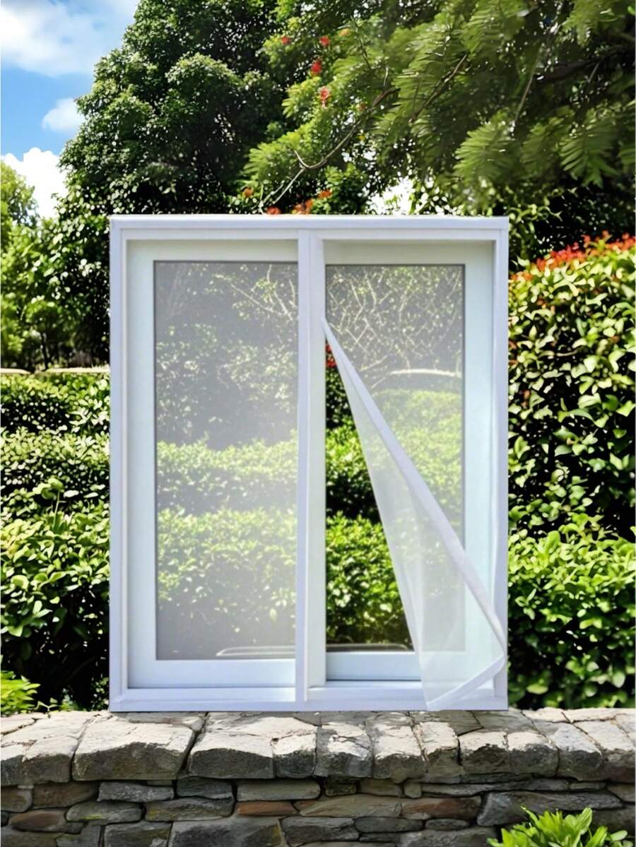 无缝白色防虫窗纱 - 磁性闭合纳米 PP 网状窗帘，透气卧室装饰和温室覆盖物，时尚无拉链现代家居升级