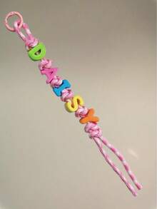 Custom Name Keychain - Handcrafted Beaded Bag Charm With Colorful Acrylic Letters|Dopamine Color Polyester Cord|Gift For Best Friend Daughter Teacher|Back To School Accessories|Women Girls Fashion Keyring Purse Clip - Multicolor - View 8