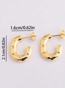 1 paire de boucles d'oreilles à tige en acier inoxydable à la mode pour femmes, forme d'étoile et géométrique, boucles d'oreilles minimalistes