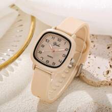 1 pieza Reloj de pulsera de cuarzo con correa de silicona colorida, de moda y sencilla, para mujer/estudiante