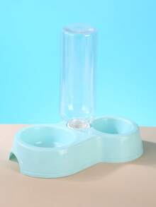 1pc宠物饮水器喂食器猫水碗双碗塑料自动饮水瓶狗碗宠物用品狗碗猫碗护颈双碗自动饮水狗粮壶猫饮水防翻宠物碗 - 彩色 - 查看 16