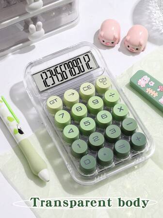 1 Pc Gradient Dopamine Calculator Round Mechanical Keyboard, 12-Digit Large Screen Suitable For Finance & Accounting Students Office Use, Ins Girly Design, High-End Color, Good Value (Random New/Old Version Shipping),School Supplies,Back To School